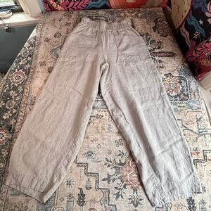 Flax Linen Wide Leg Tan Comfort Sustainable Women's Wide Leg Balloon Trousers
